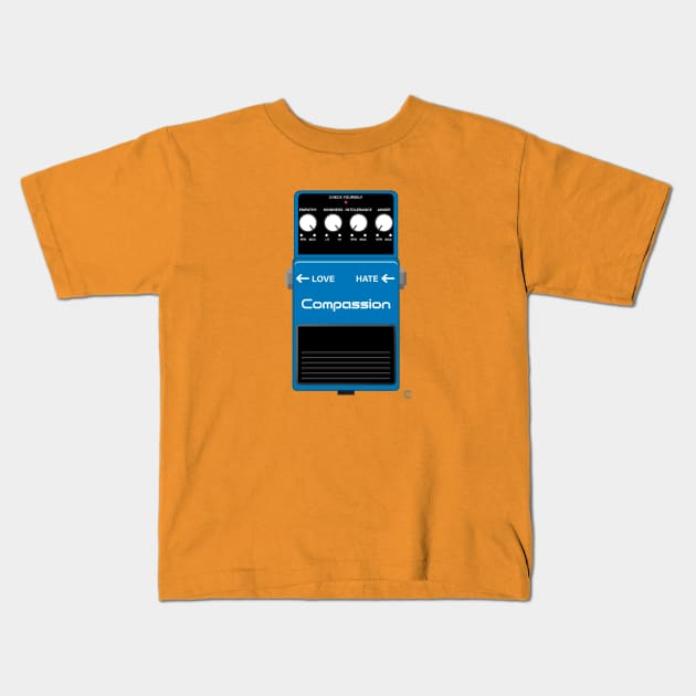 Compassion Electric Guitar Pedal Kids T-Shirt by CuriousCurios